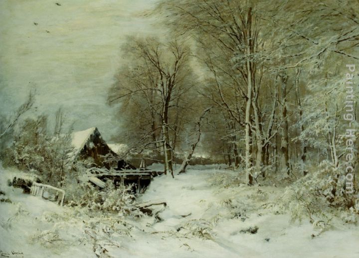 Louis Apol A Cottage in a Snowy Landscape